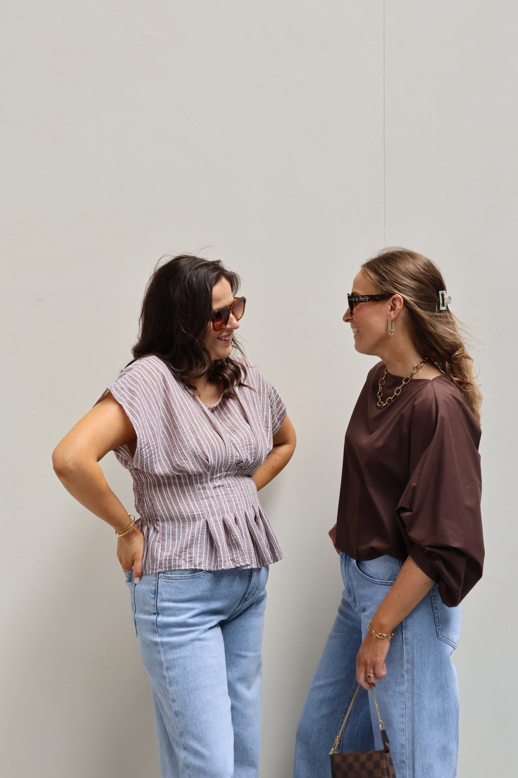 Mabel gestreepte blouse bruin
