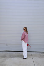 Inez gestreepte blouse rood
