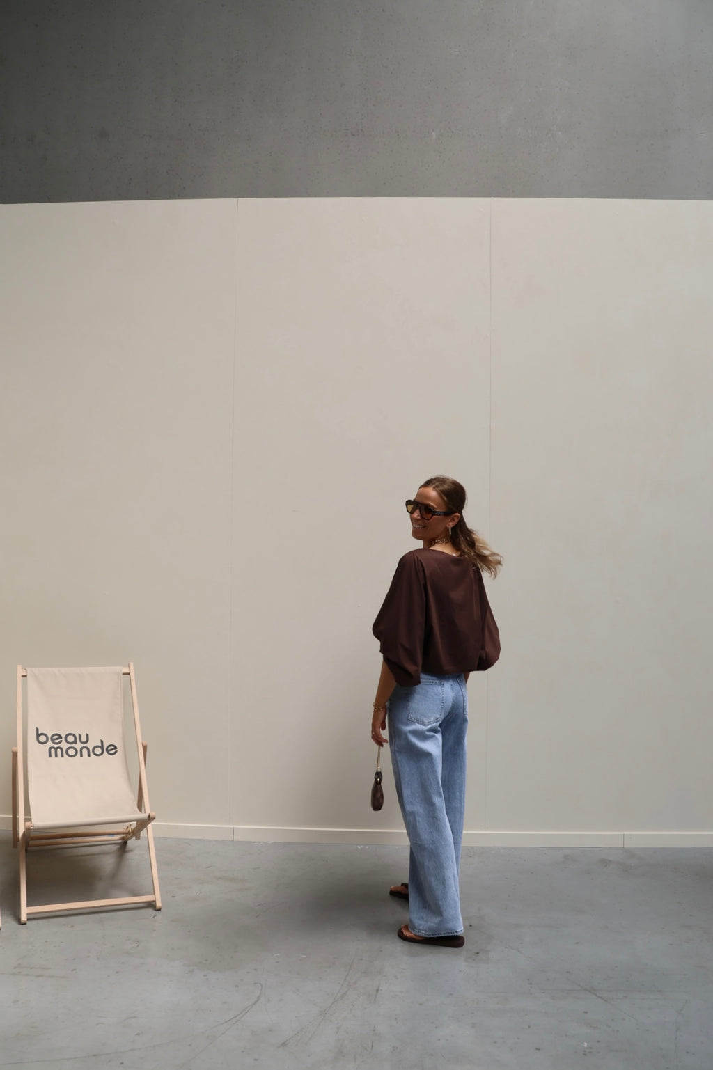 Vive blouse met wijde mouwen bruin