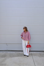Inez gestreepte blouse rood