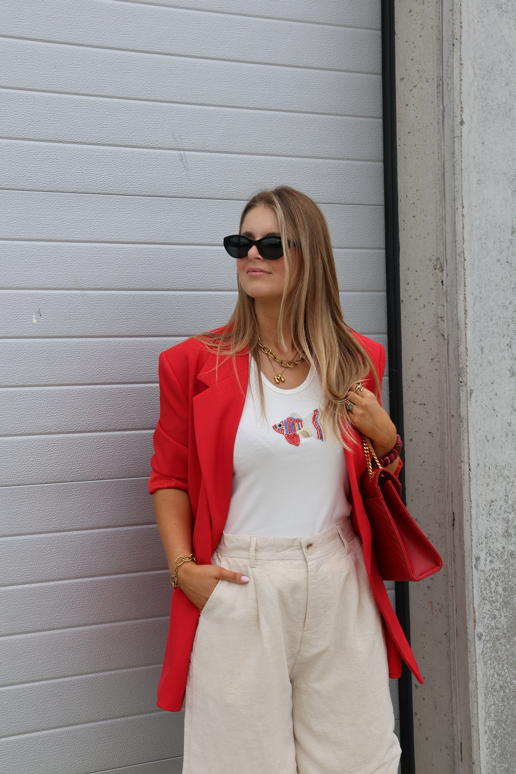 Bea oversized blazer rood