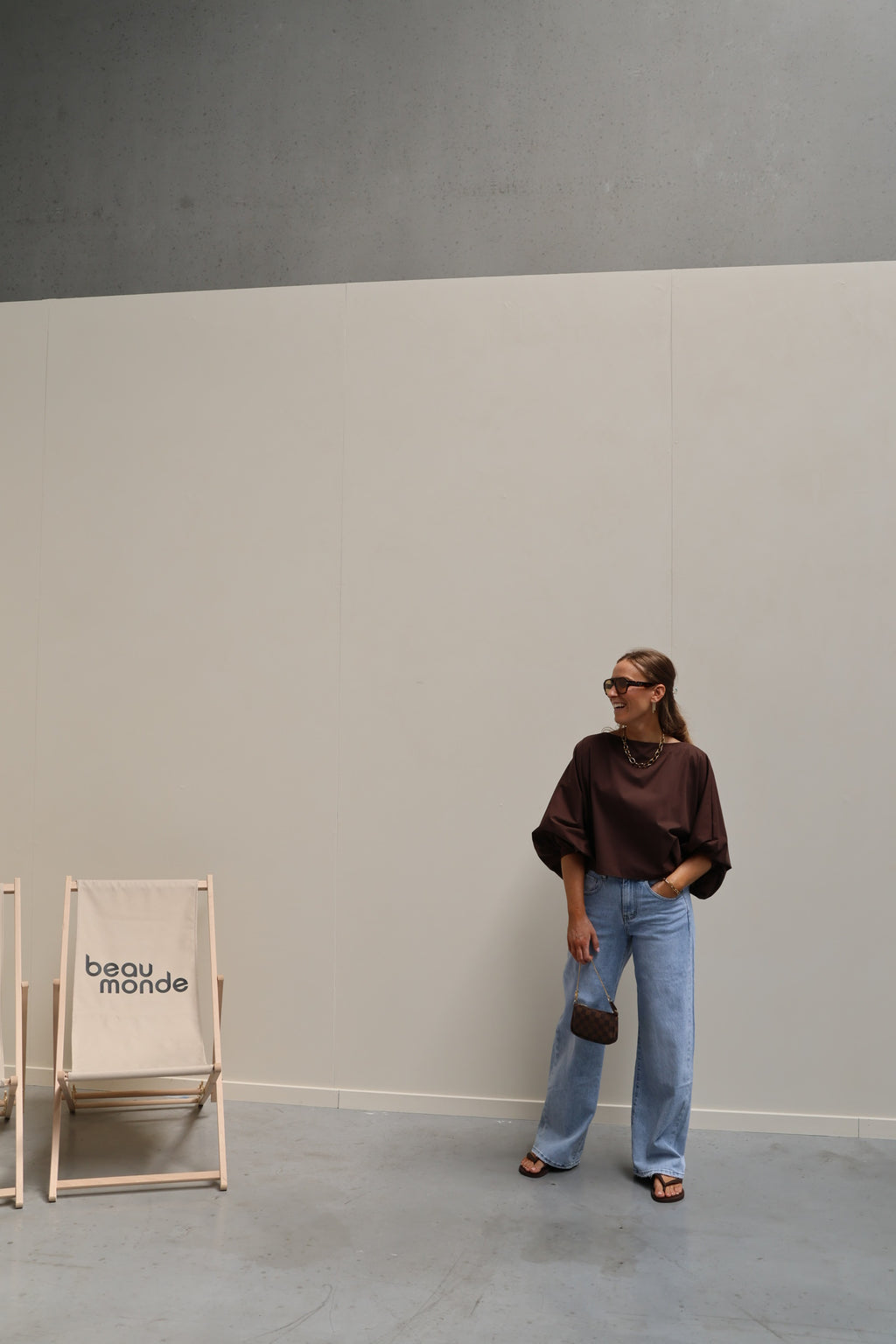 Vive blouse met wijde mouwen bruin