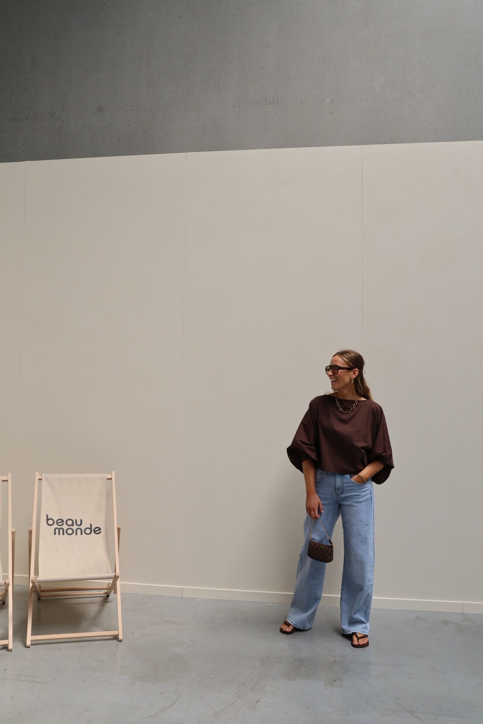 Vive blouse met wijde mouwen bruin