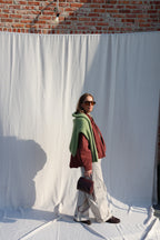 Ilse cropped bomberjas met ribdetail bordeaux