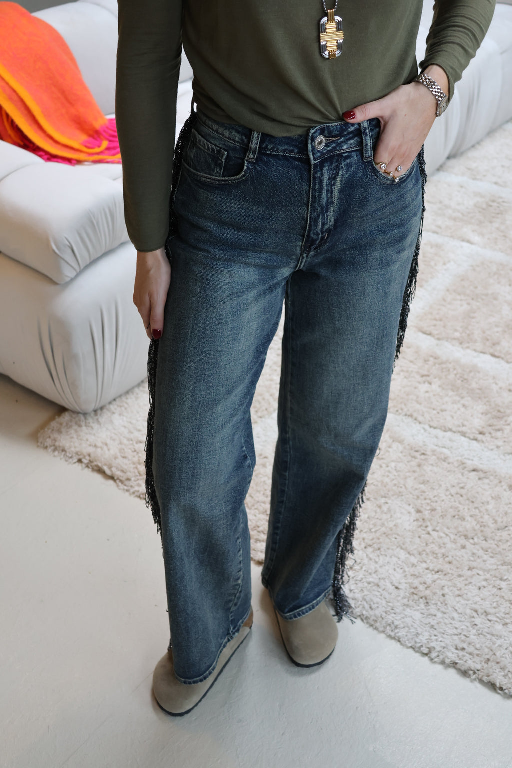 Liselle fringes denim vintage blue