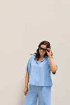 Celeste terry set lichtblauw