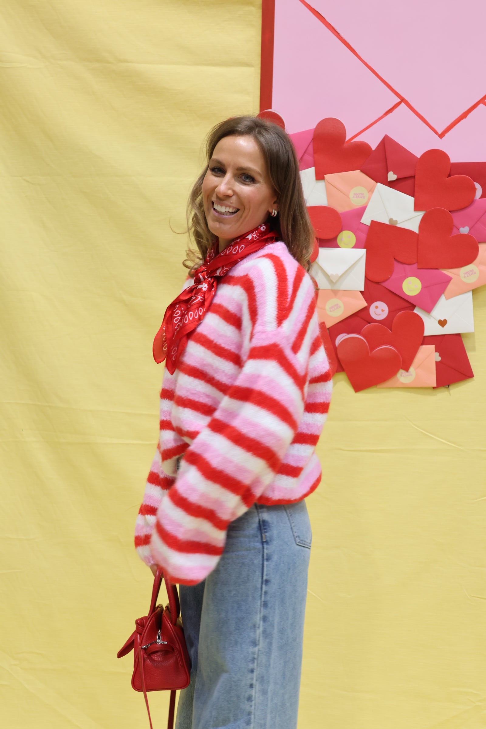 Daisy gestreepte trui rood/roze