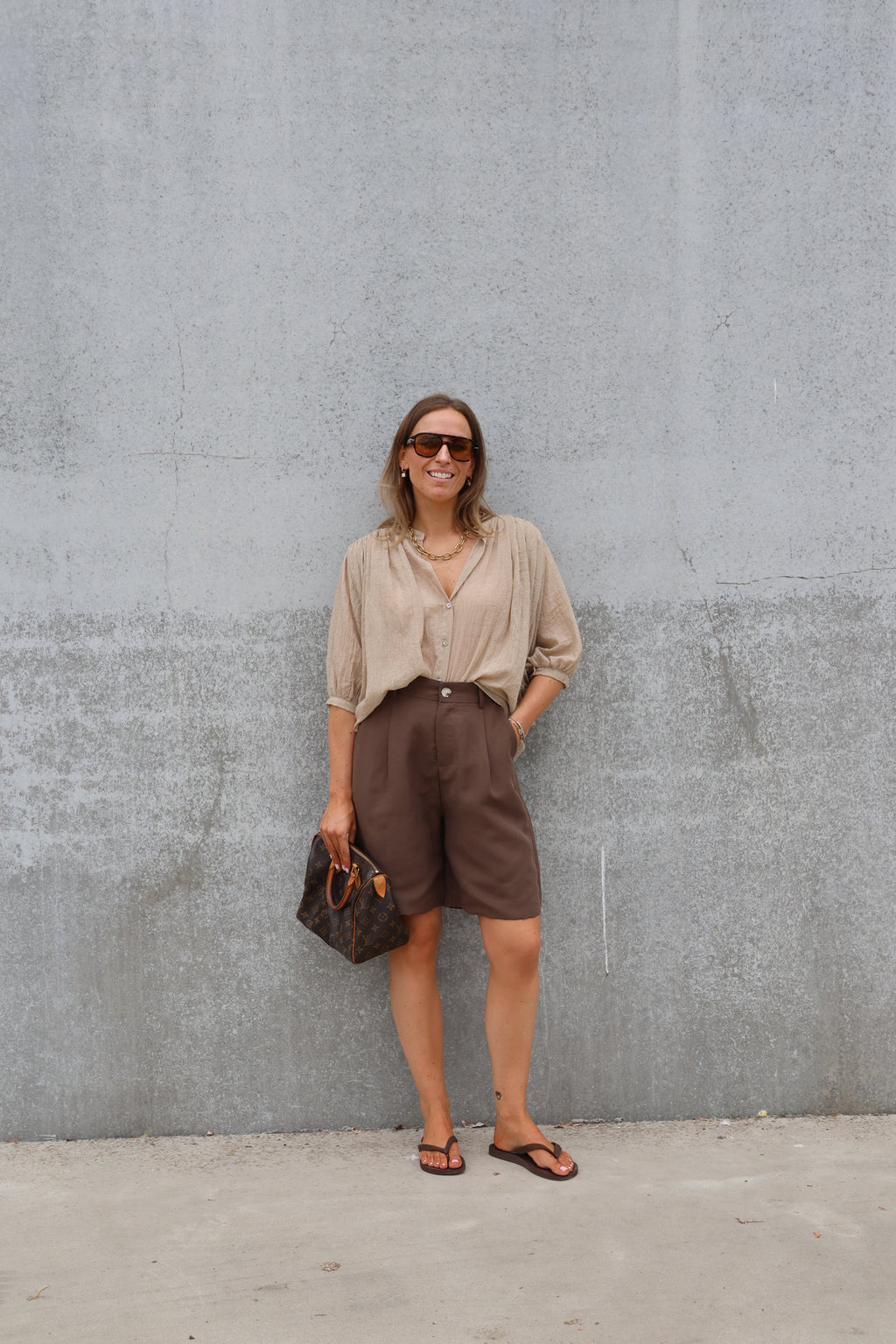 Lieke blouse met wijde mouwen camel