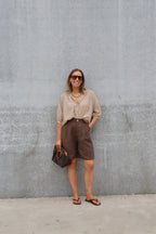 Lieke blouse met wijde mouwen camel