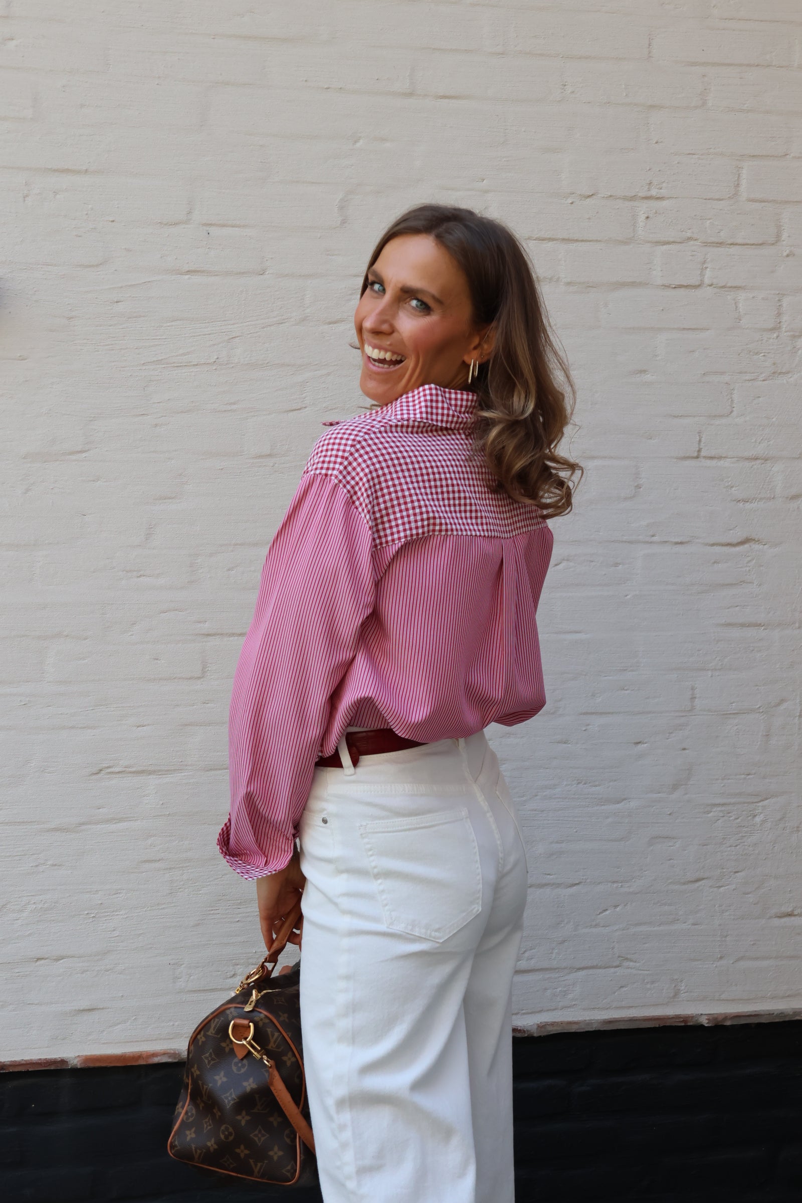 Luna combi carreaux hemdje rood