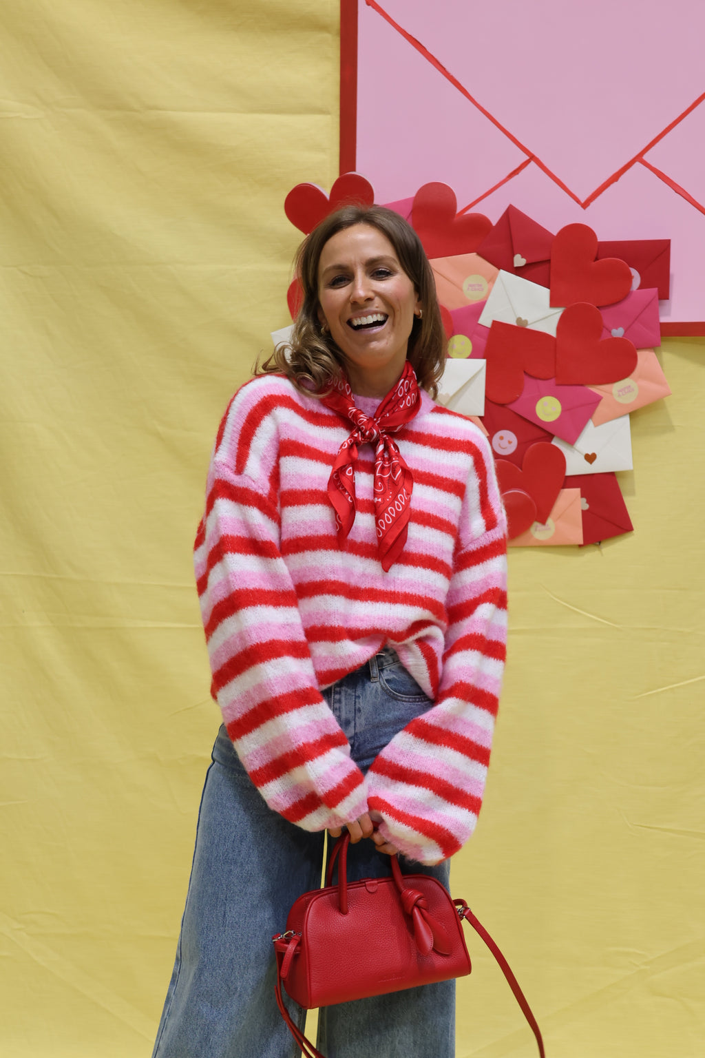 Daisy gestreepte trui rood/roze