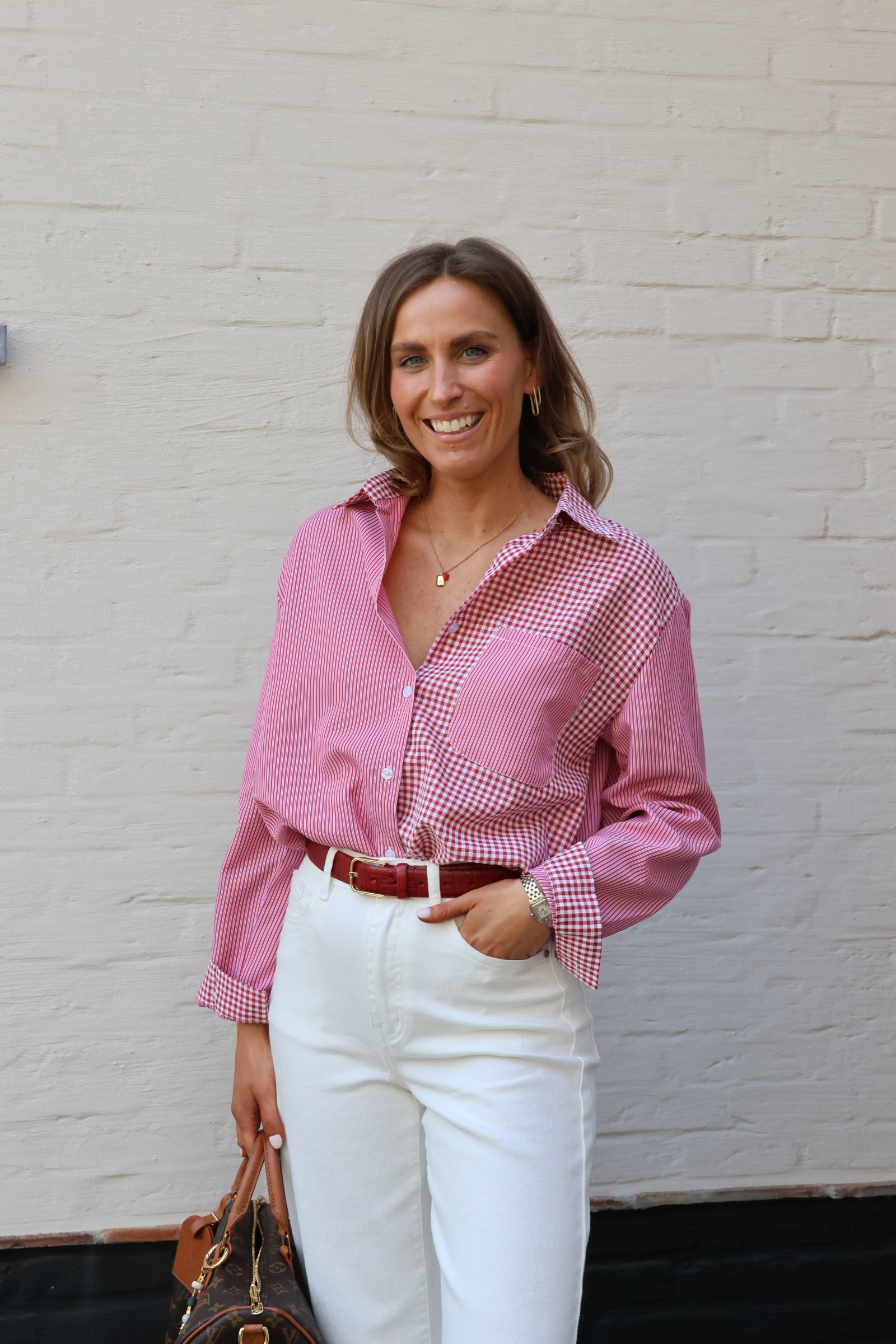 Luna combi carreaux hemdje rood