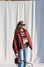 Novy fluffy gestreepte trui bordeaux