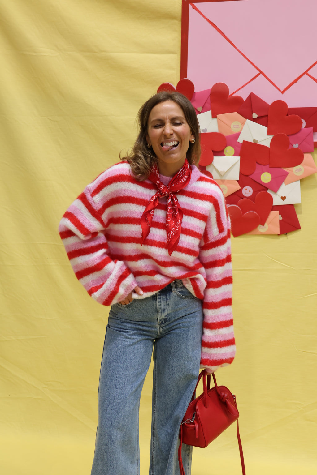 Daisy gestreepte trui rood/roze