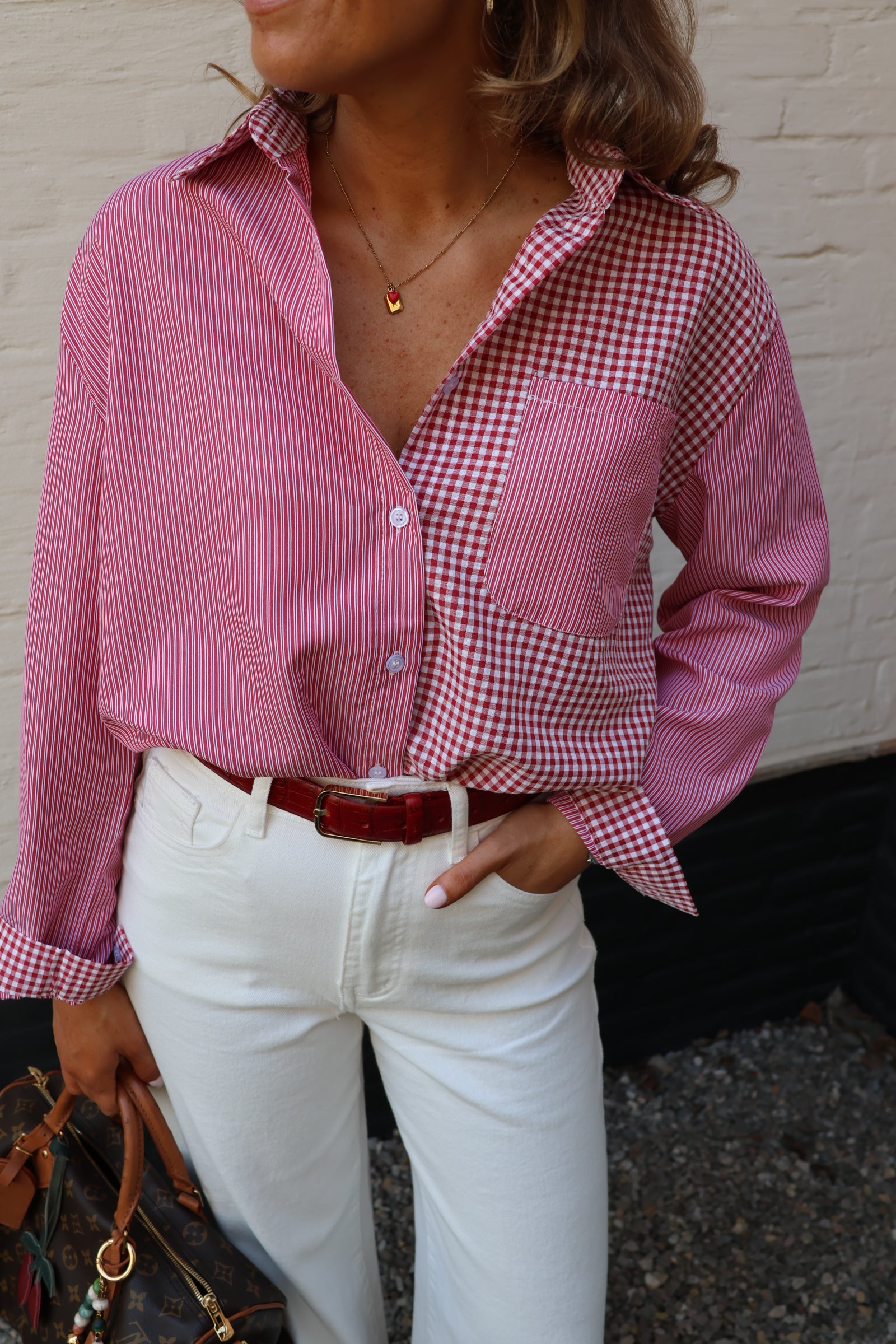 Luna combi carreaux hemdje rood