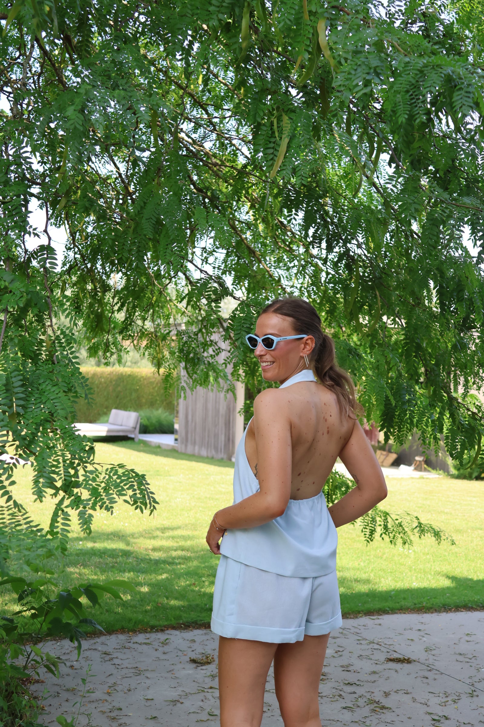 Sophia colbert top lichtblauw
