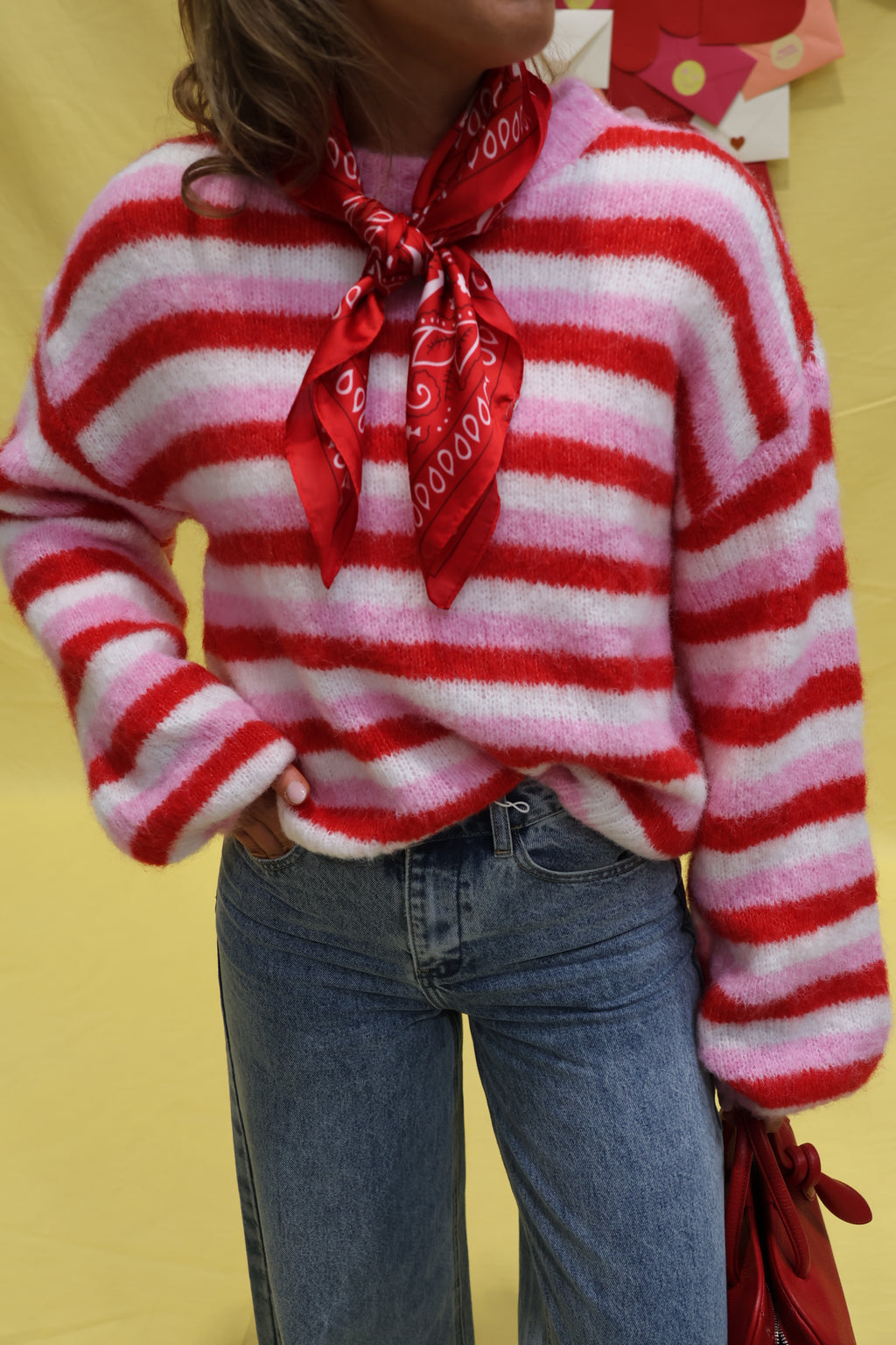 Daisy gestreepte trui rood/roze