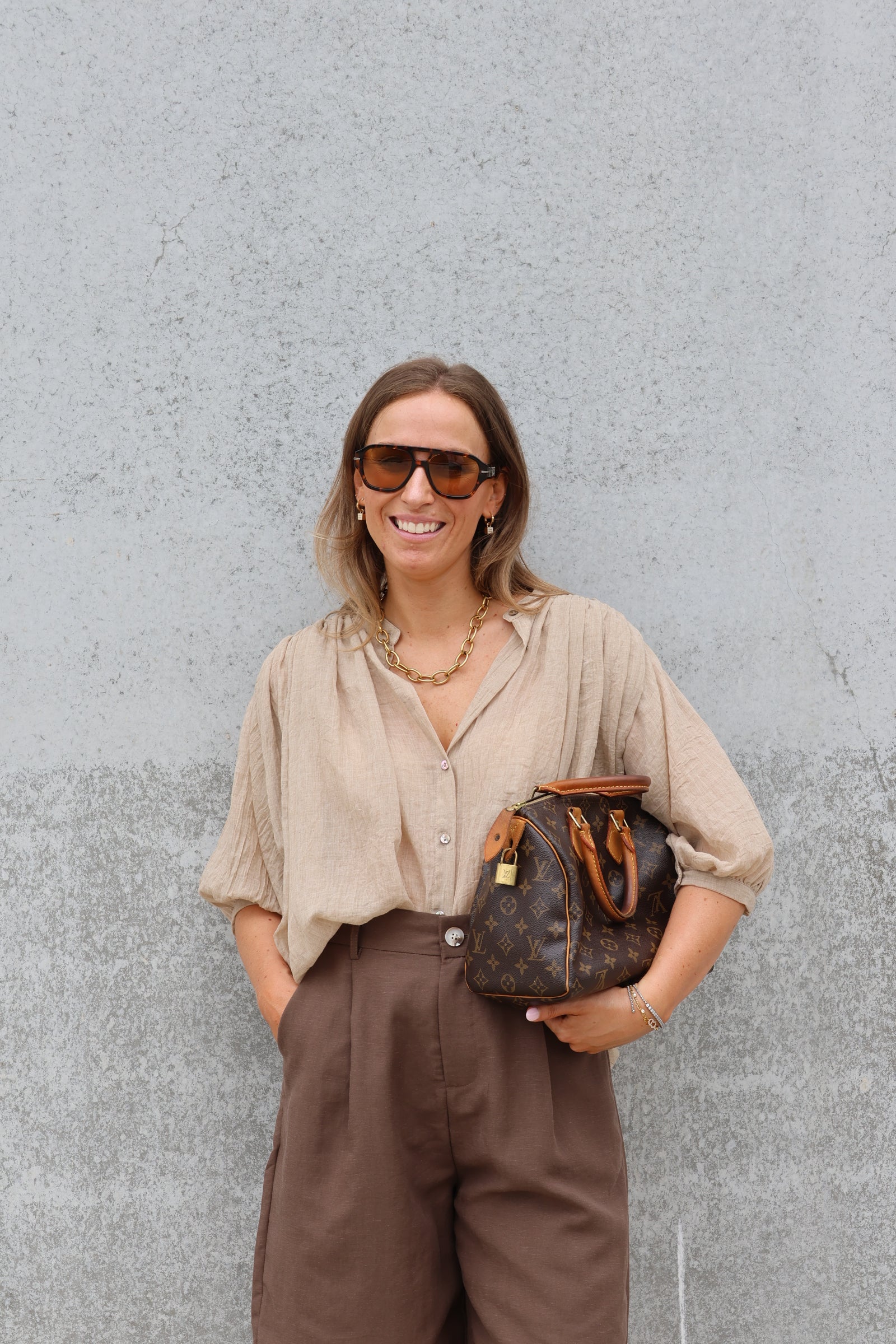 Lieke blouse met wijde mouwen camel