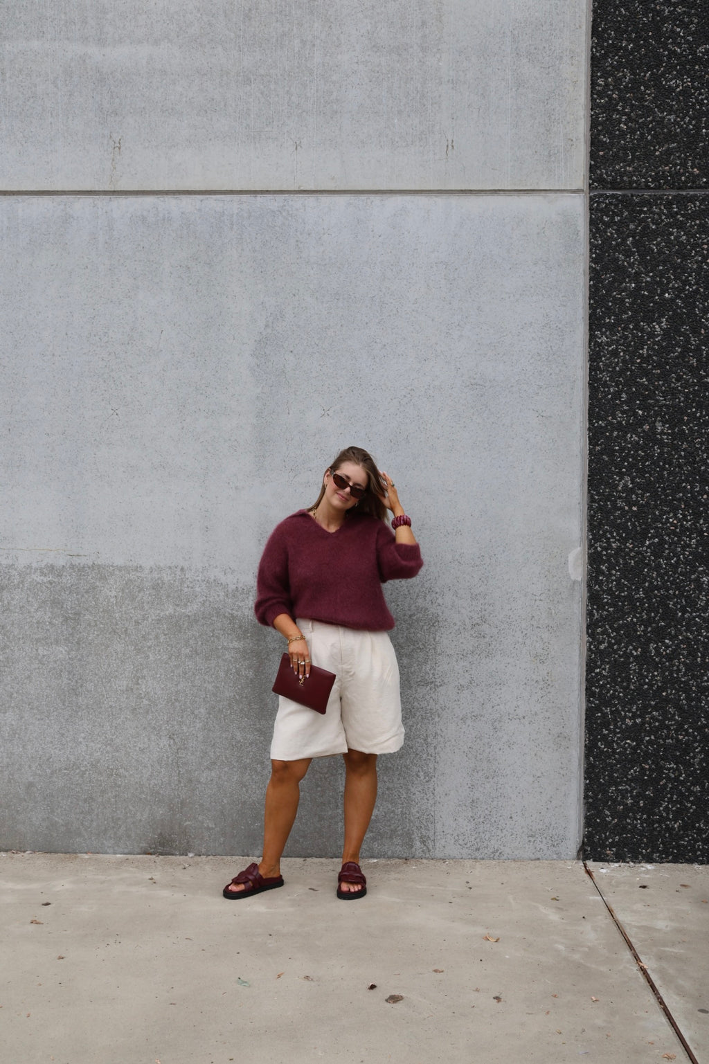 Leonce mohair polo aubergine