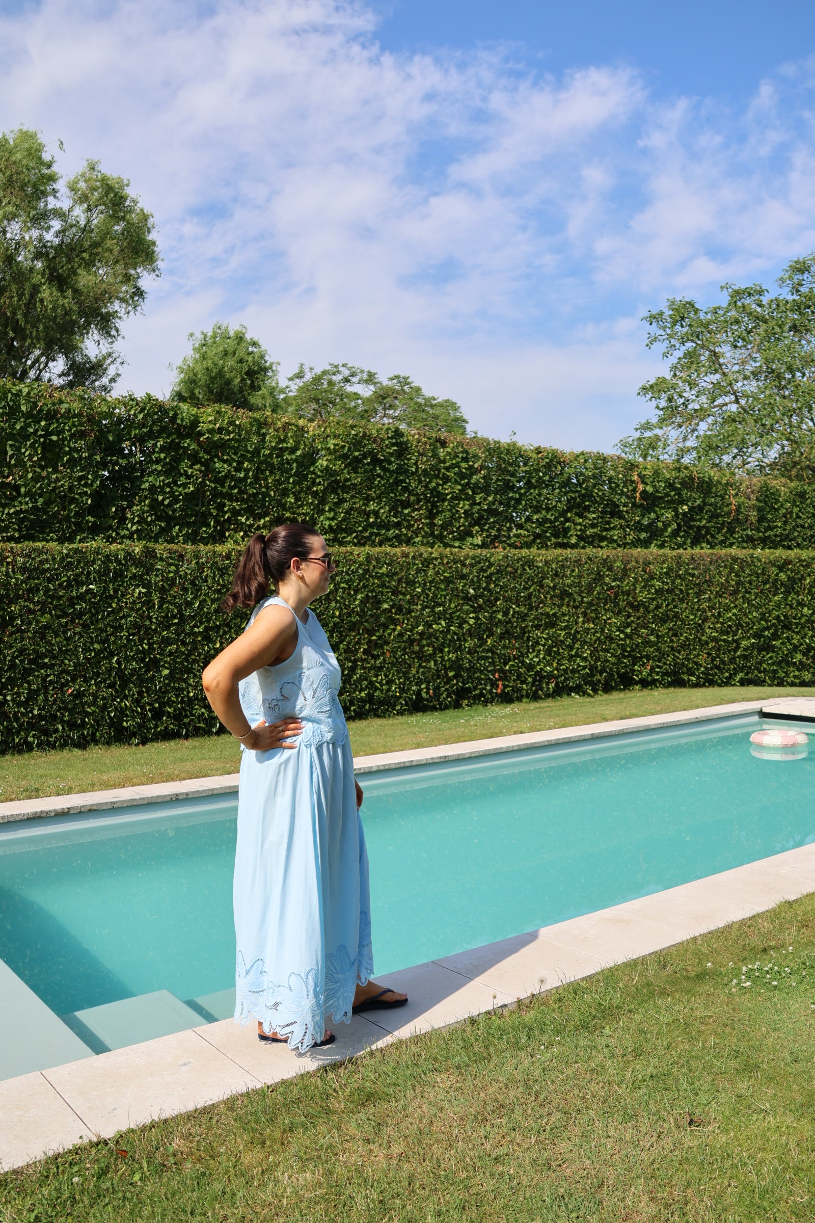 Camilla maxi rok met kant lichtblauw