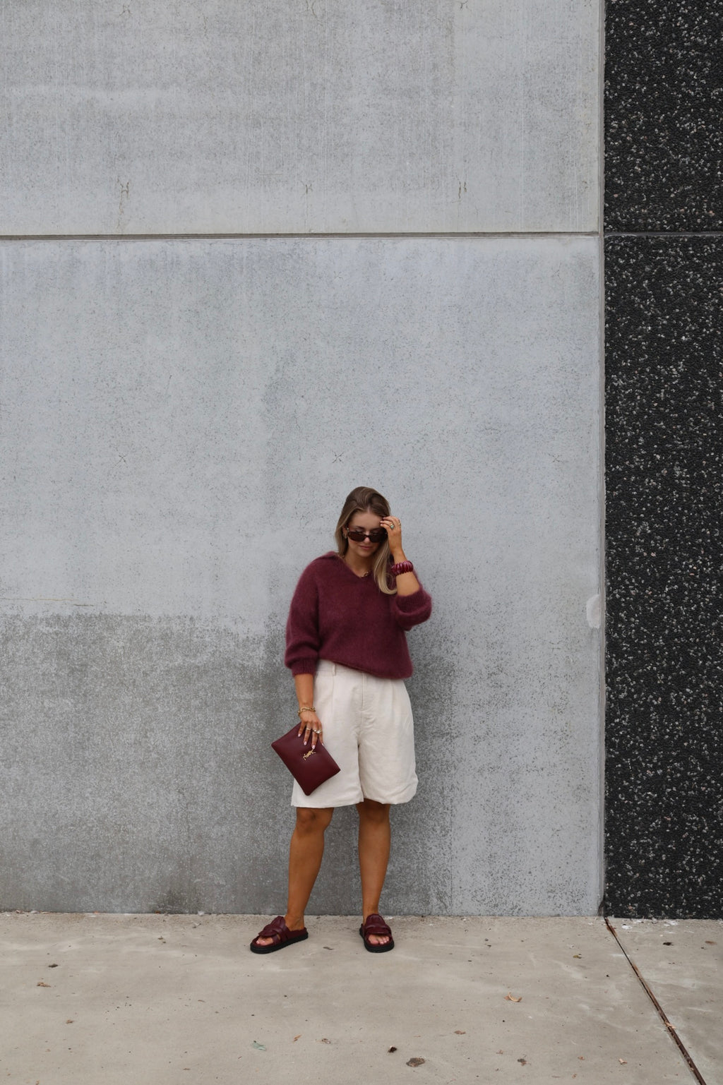 Leonce mohair polo aubergine
