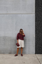 Leonce mohair polo aubergine