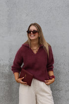 Leonce mohair polo aubergine
