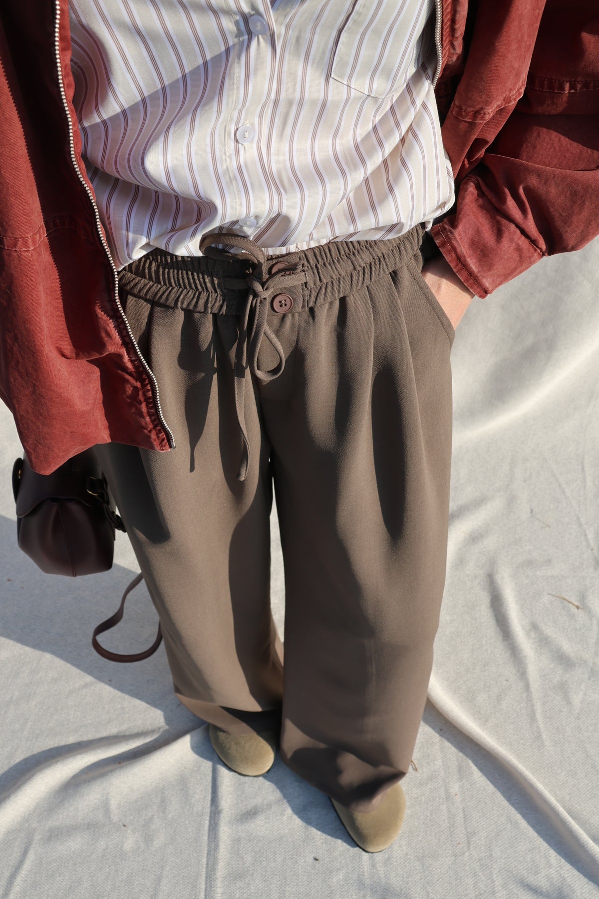 Amara pantalon kaki/bruin
