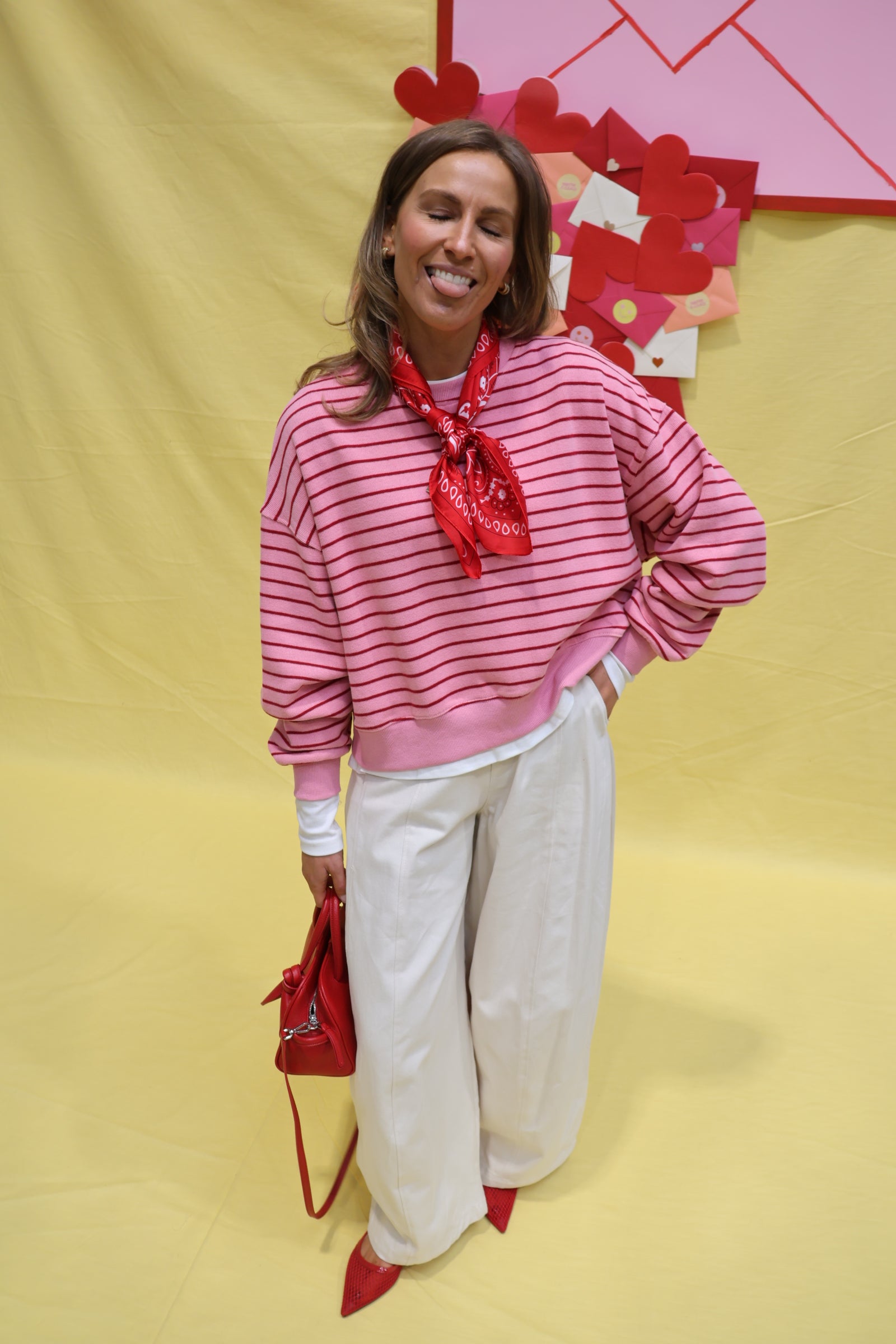 Lumi striped sweater roze