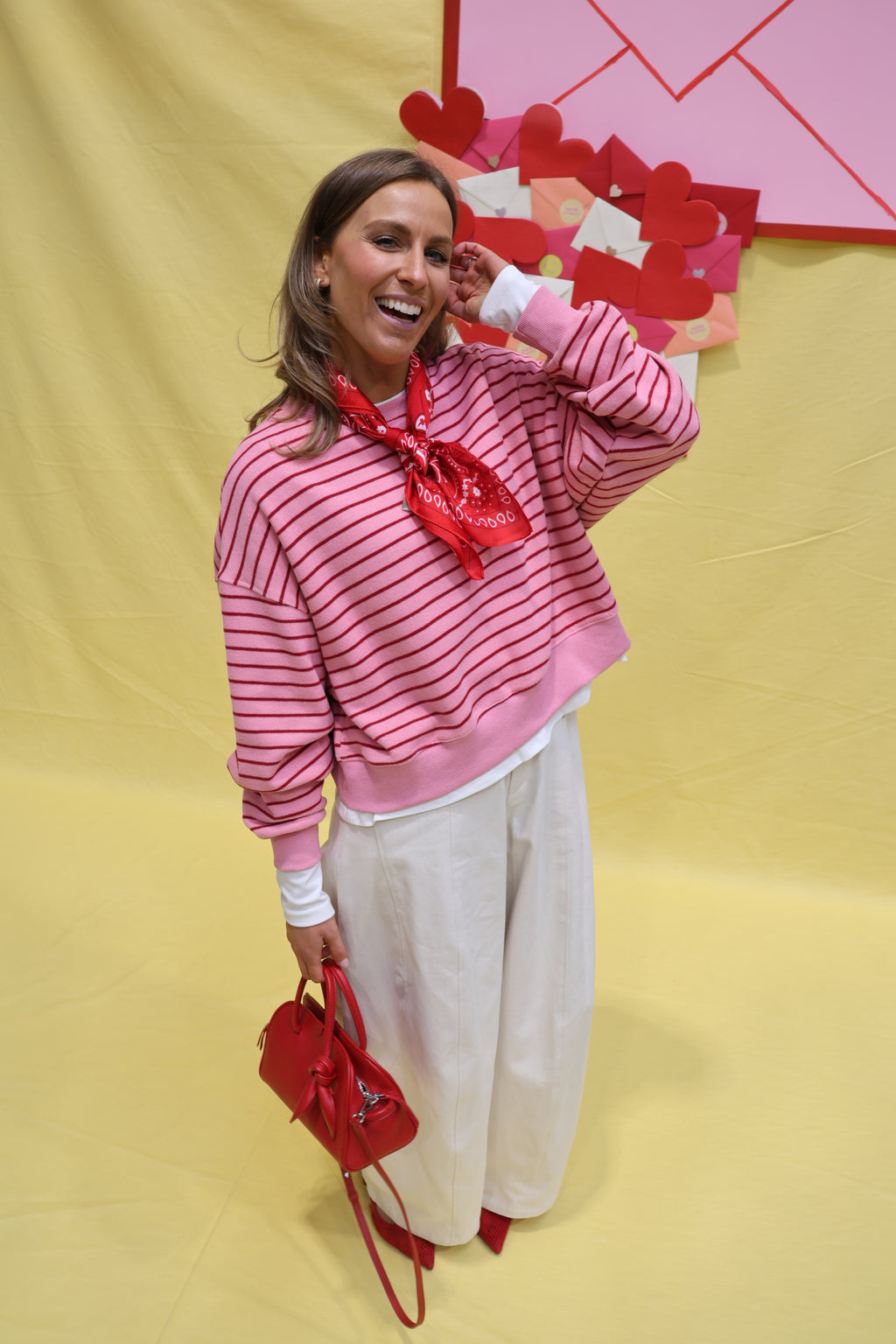 Lumi striped sweater roze