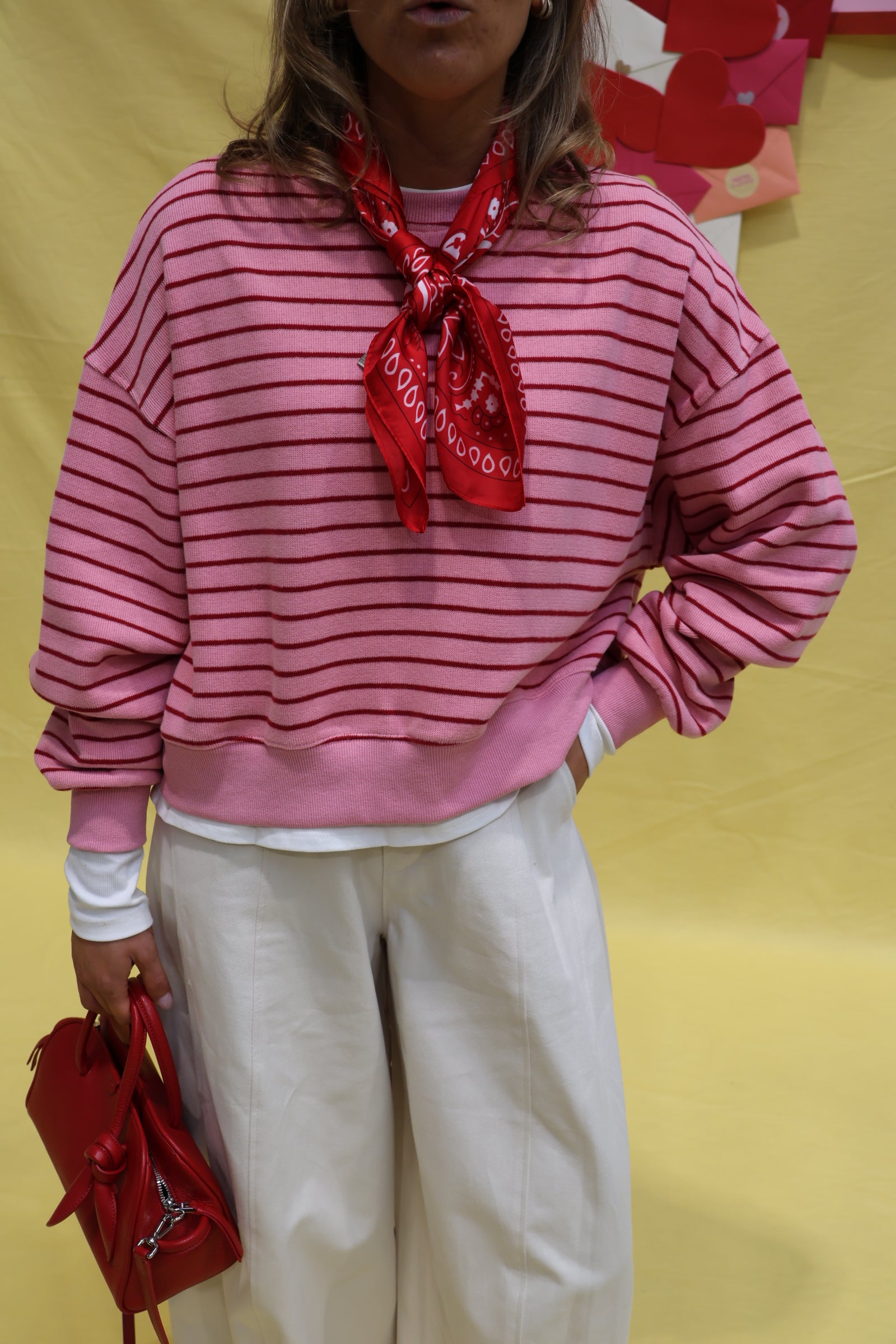 Lumi striped sweater roze