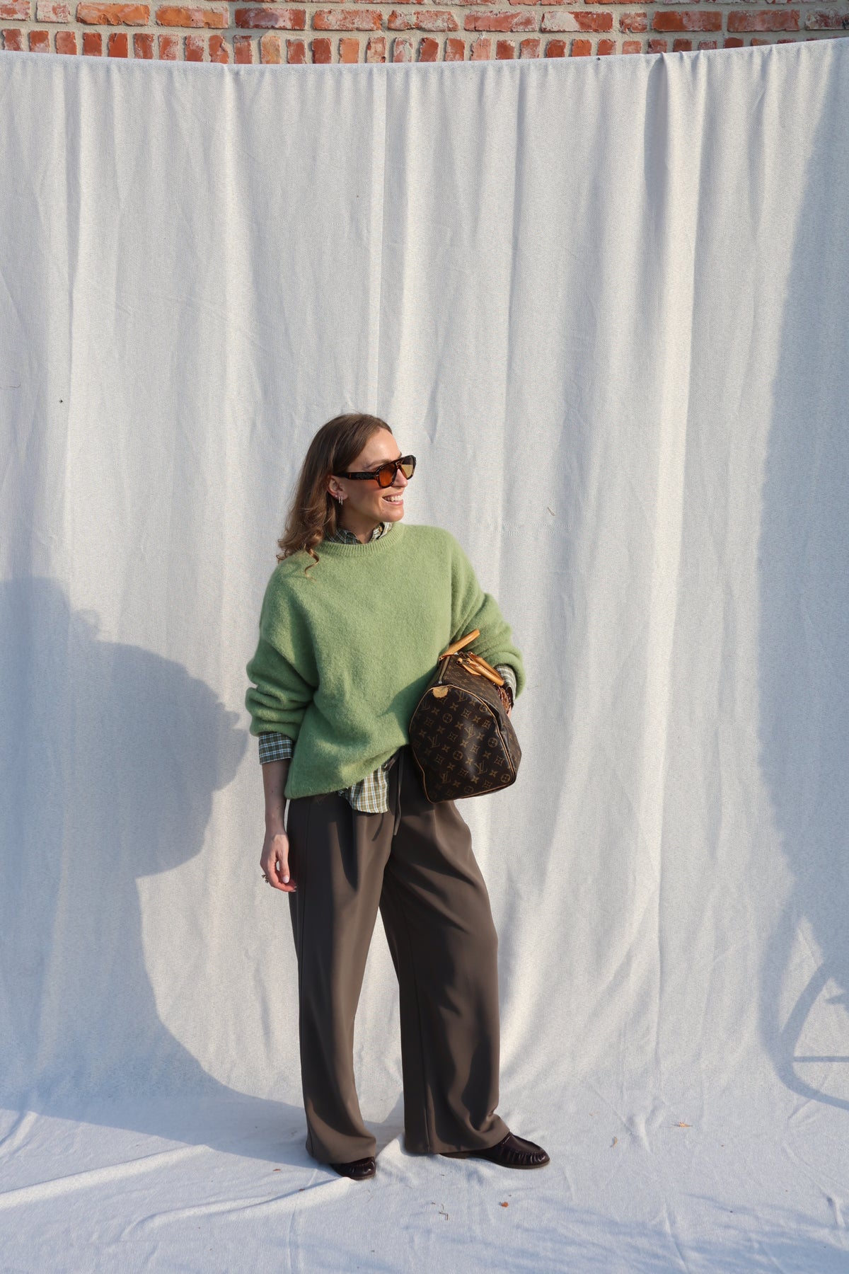 Amara pantalon kaki/bruin