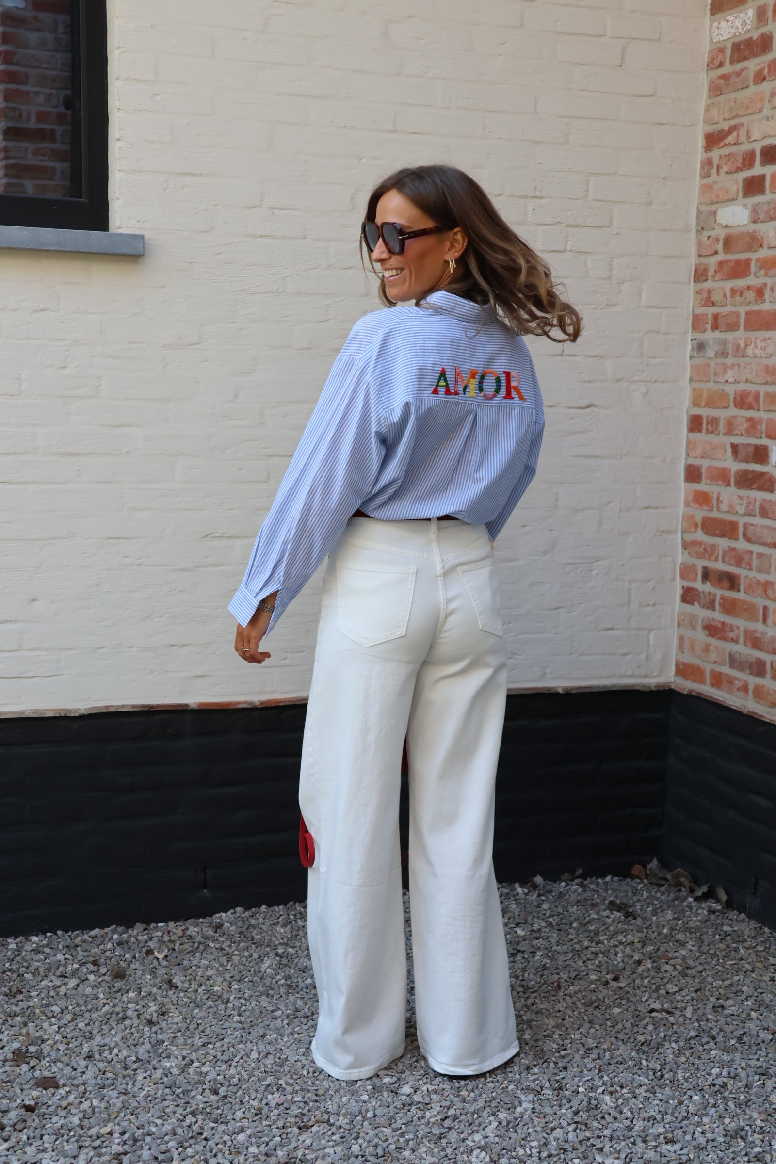 Mona wide leg jeans wit