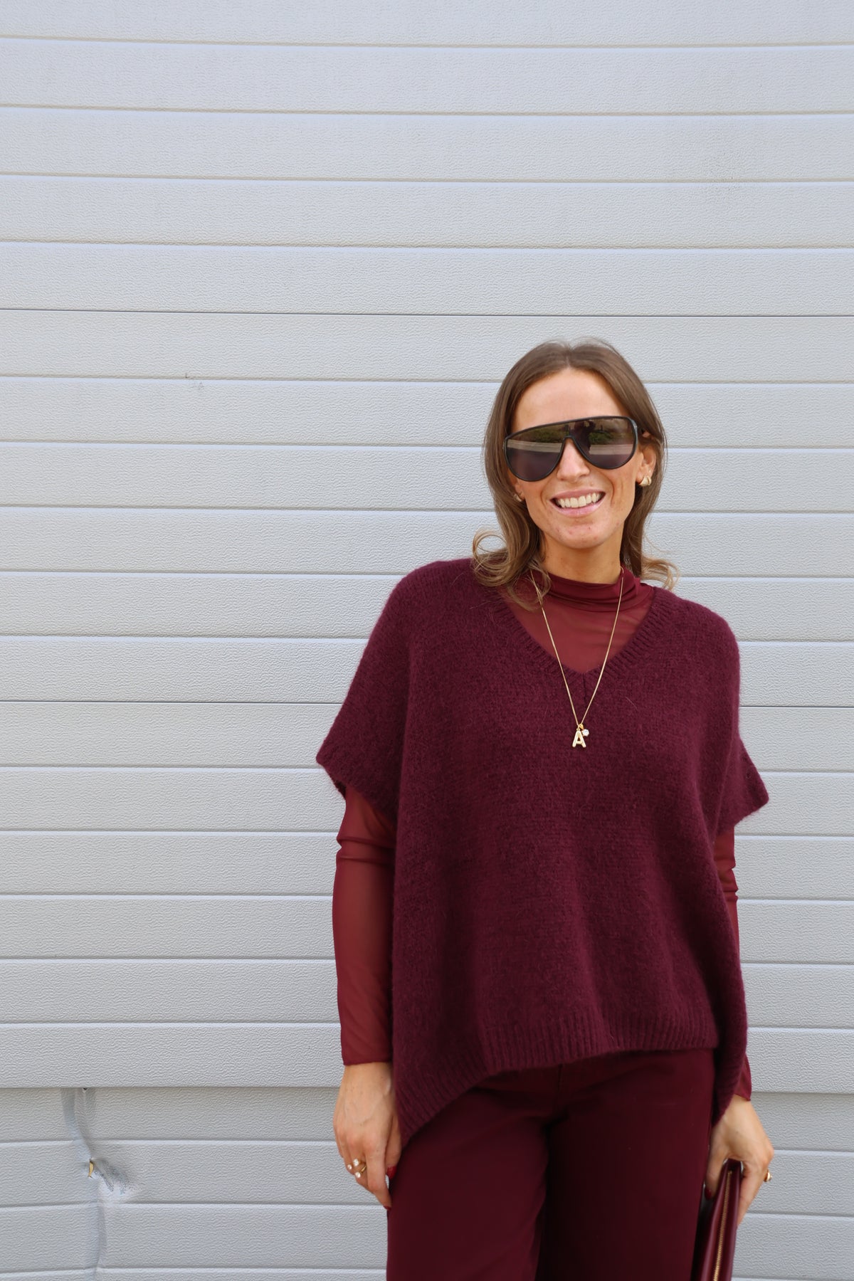 Elora mouwloze v-neck knit bordeaux