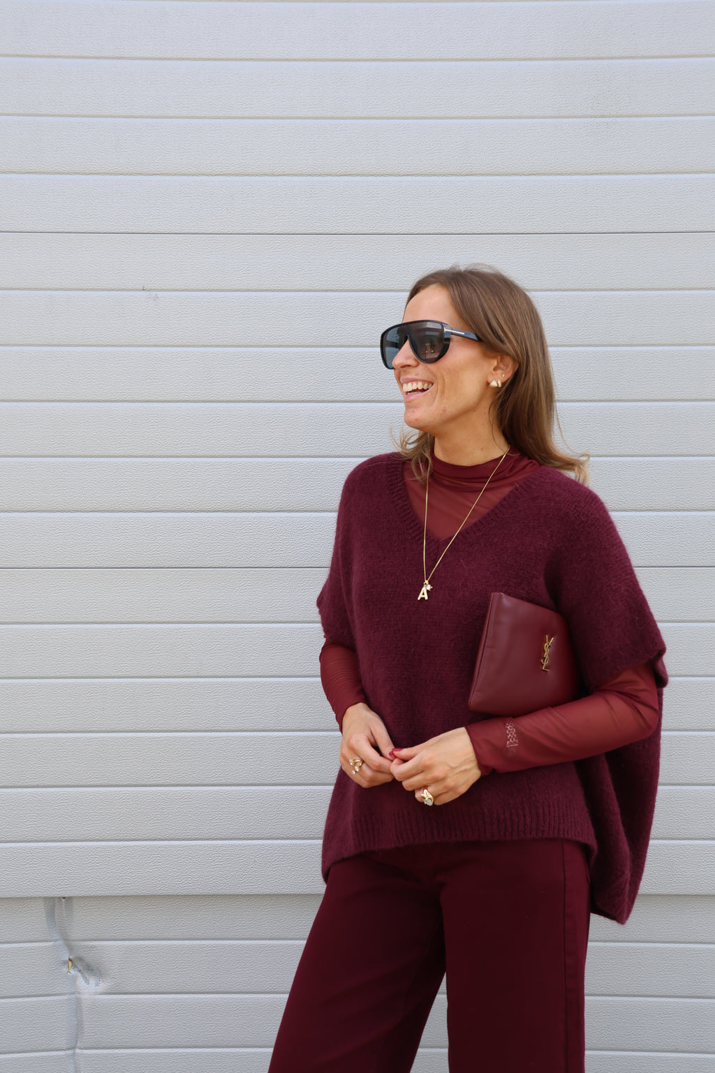 Zoë mesh top bordeaux