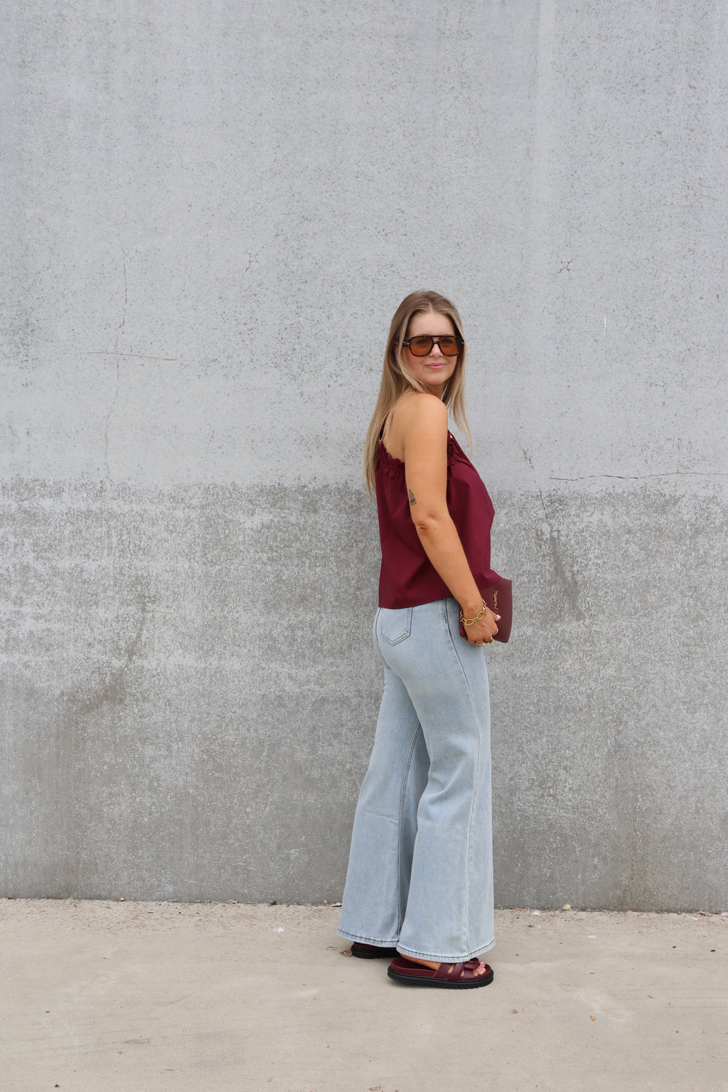 Lauren one shoulder blouse bordeaux