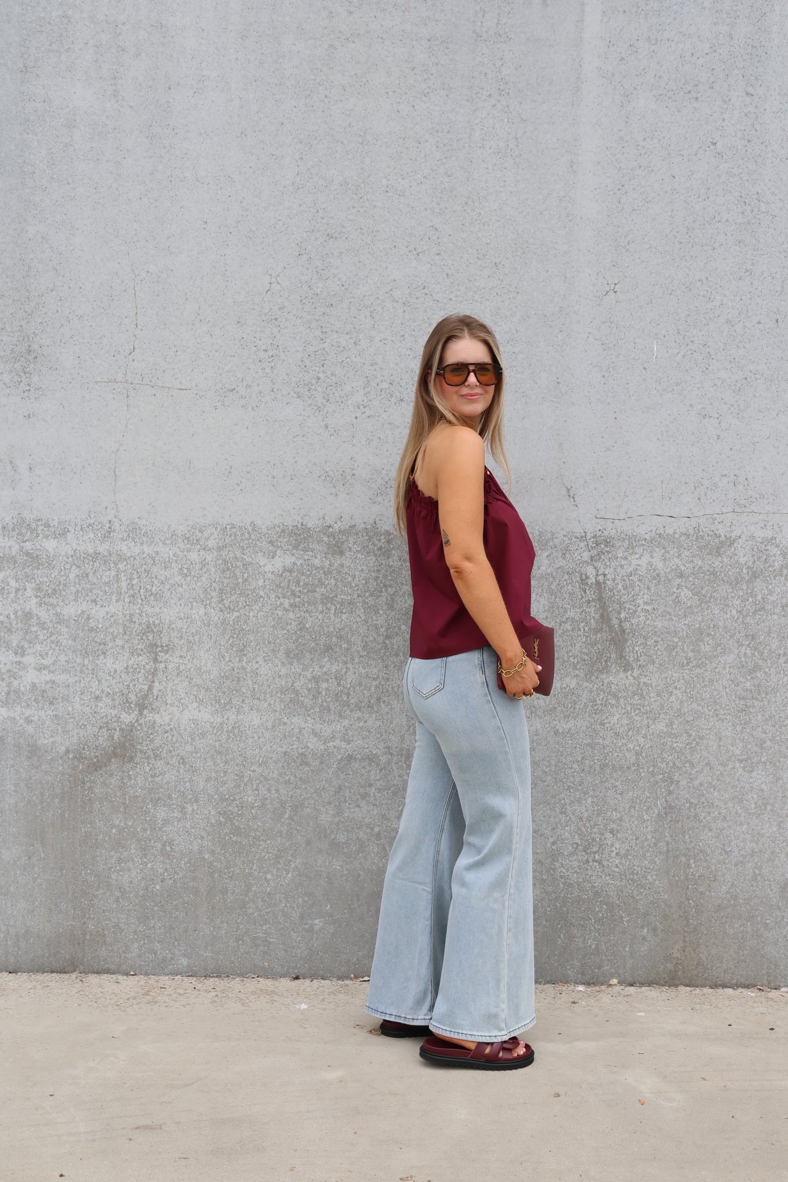 Lauren one shoulder blouse bordeaux