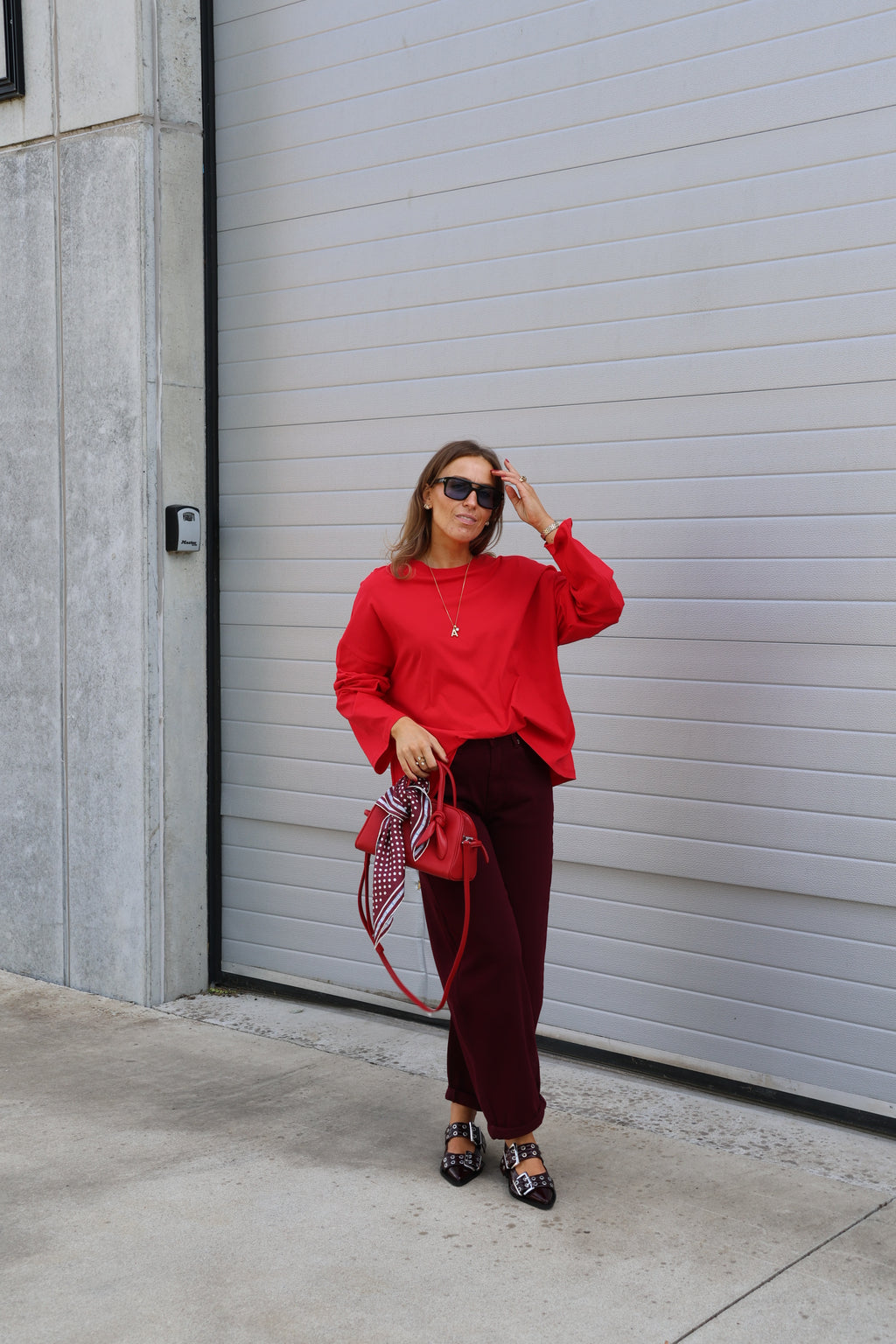 Annabel oversized longsleeve rood