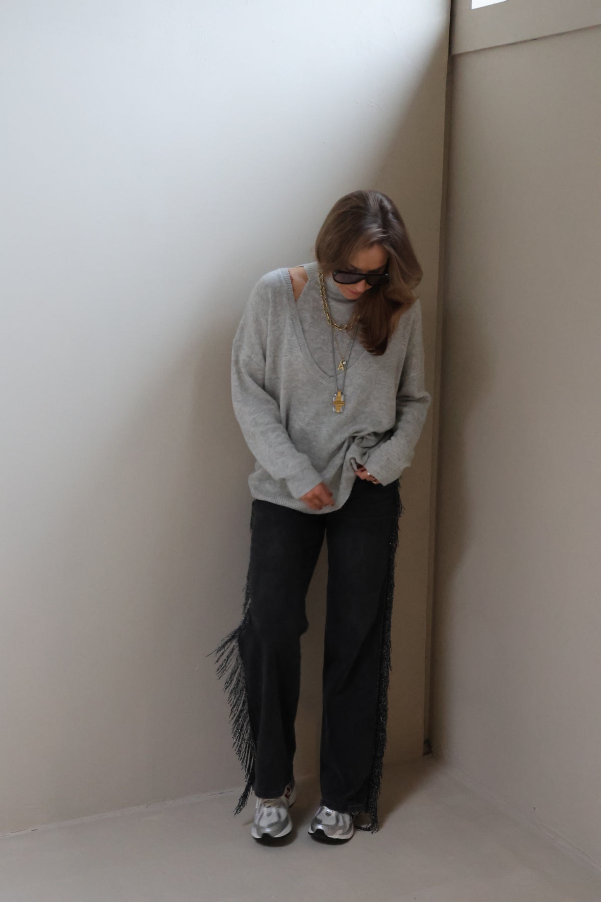 Liselle fringes denim grey