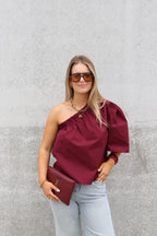 Lauren one shoulder blouse bordeaux