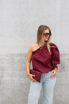 Lauren one shoulder blouse bordeaux
