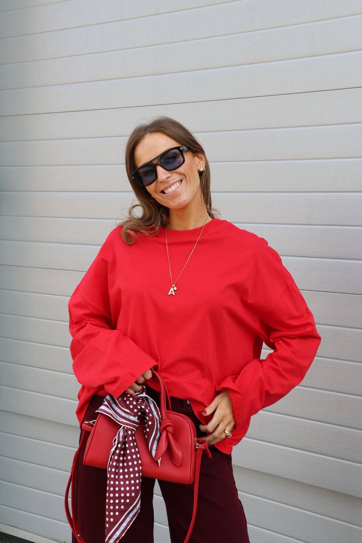 Annabel oversized longsleeve rood