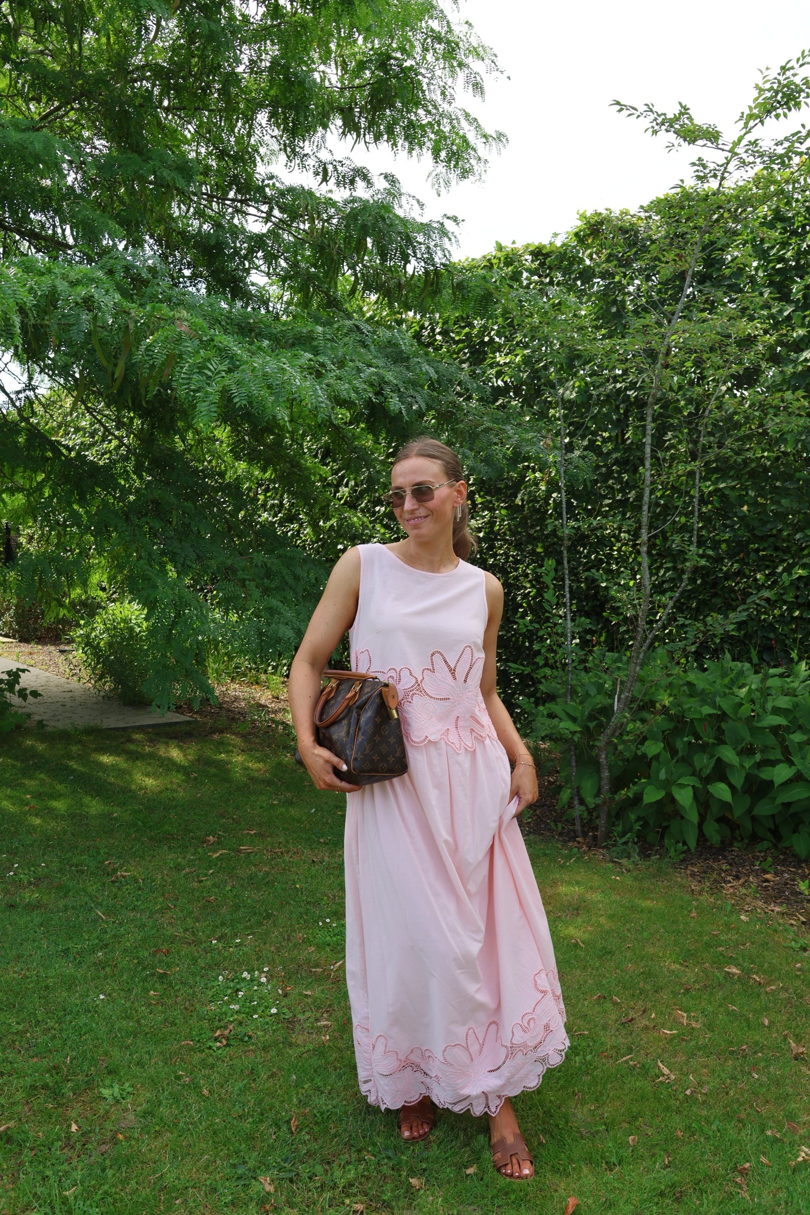 Camilla maxi rok met kant roze