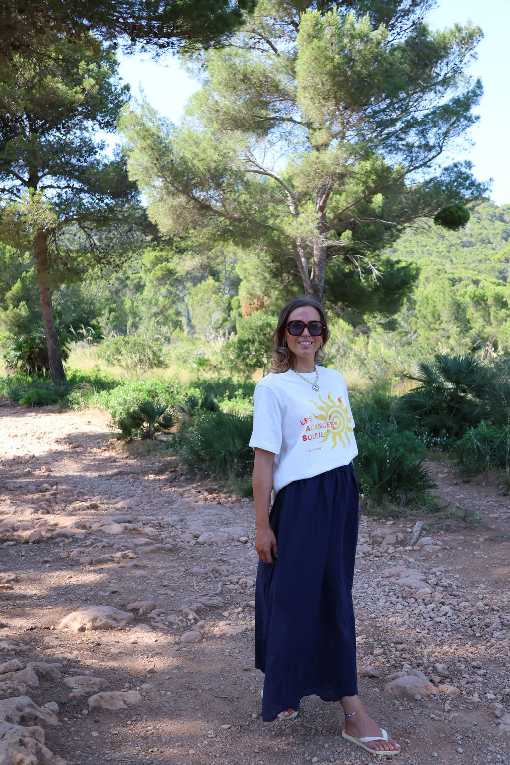 Ella maxi rok met kant marine