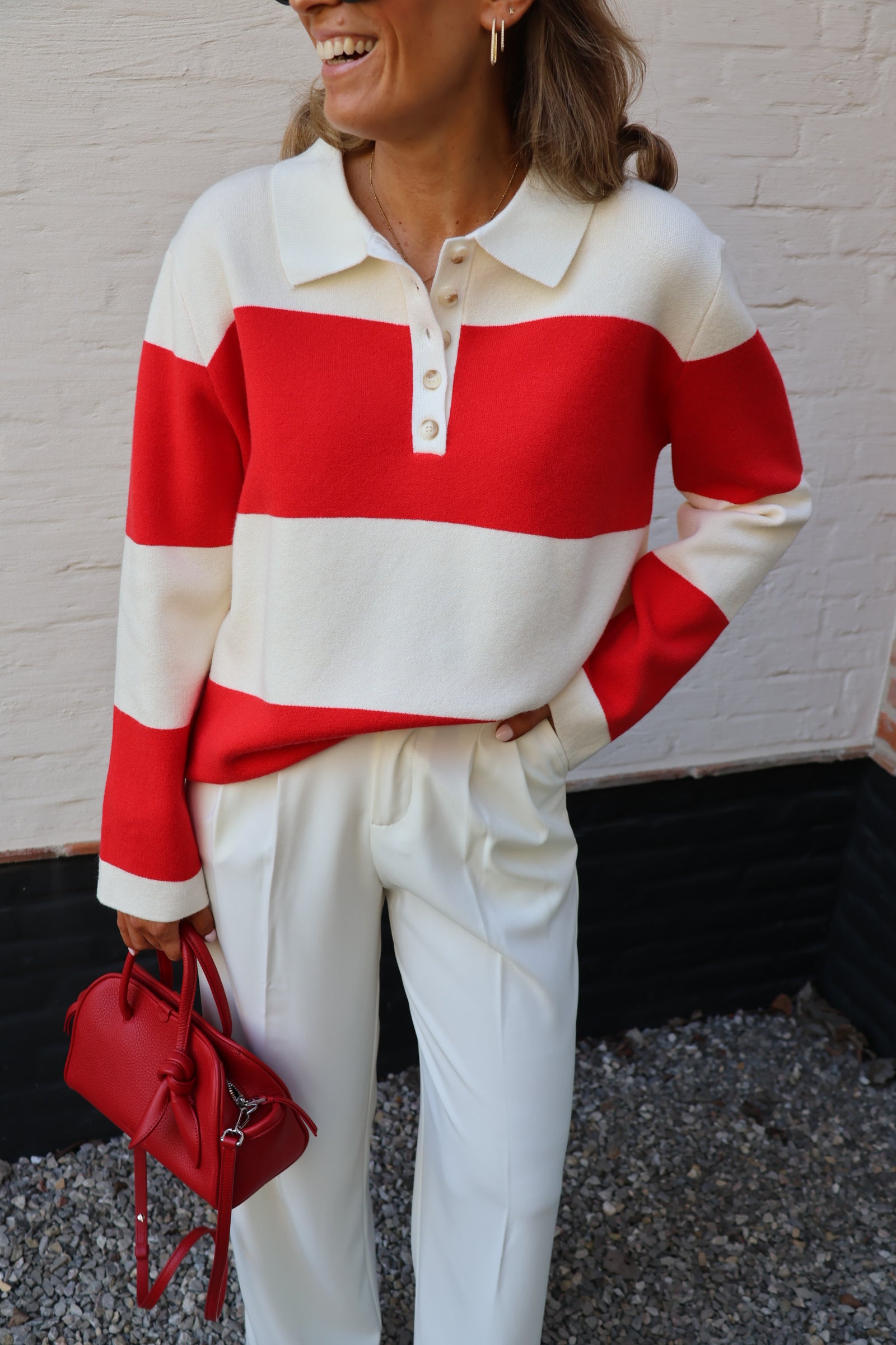 Camila polo rood/ecru