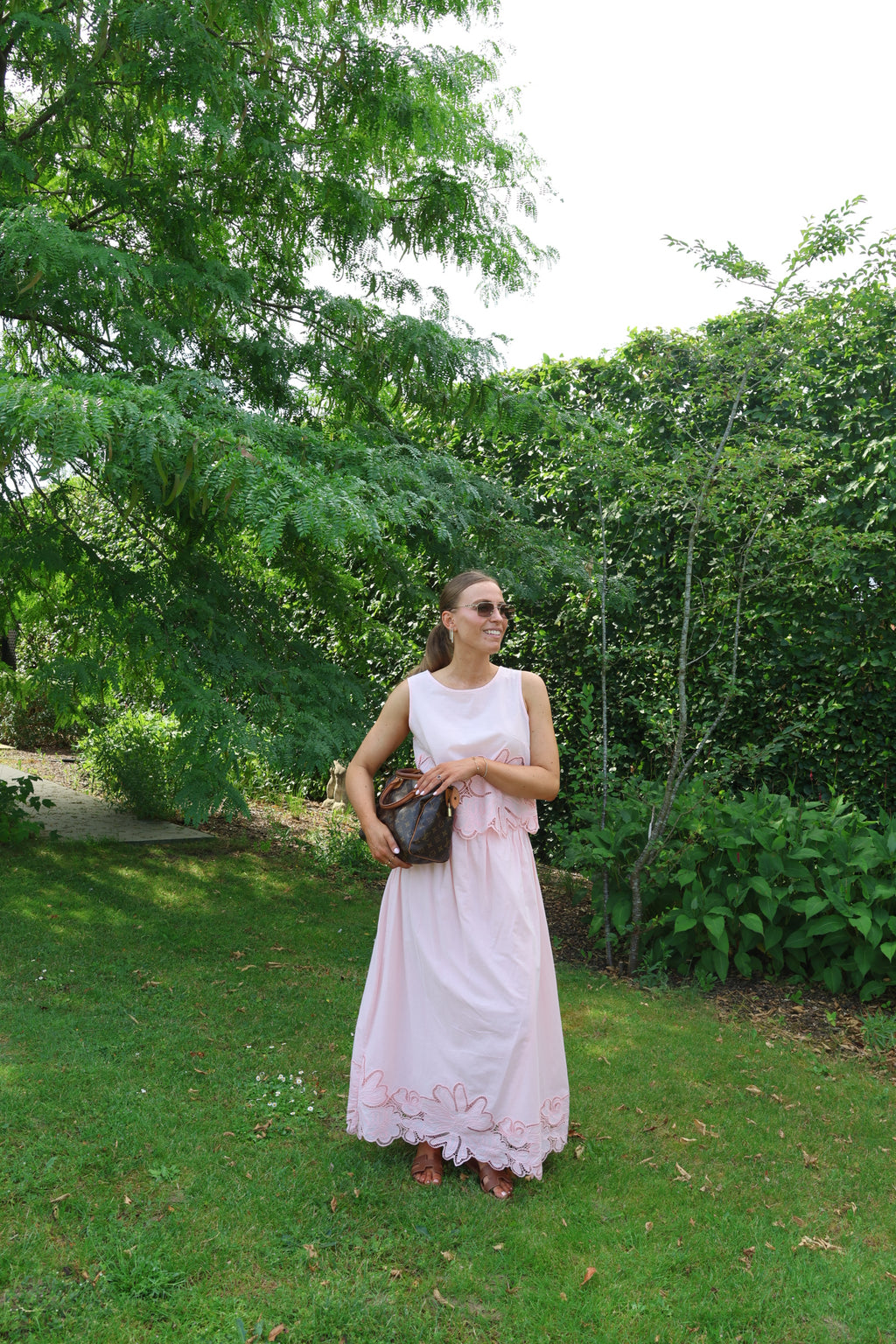 Camilla maxi rok met kant roze