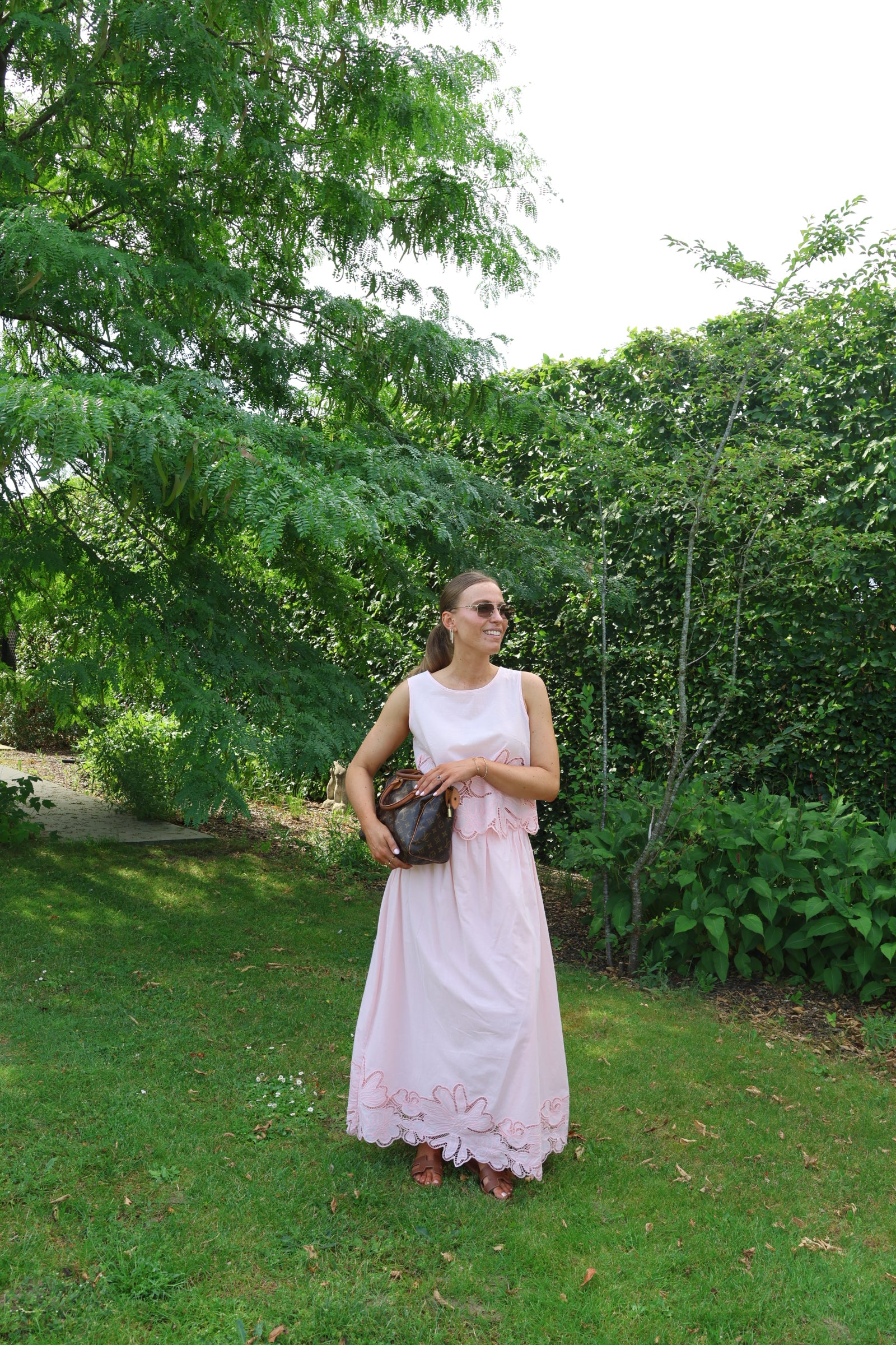 Camilla maxi rok met kant roze