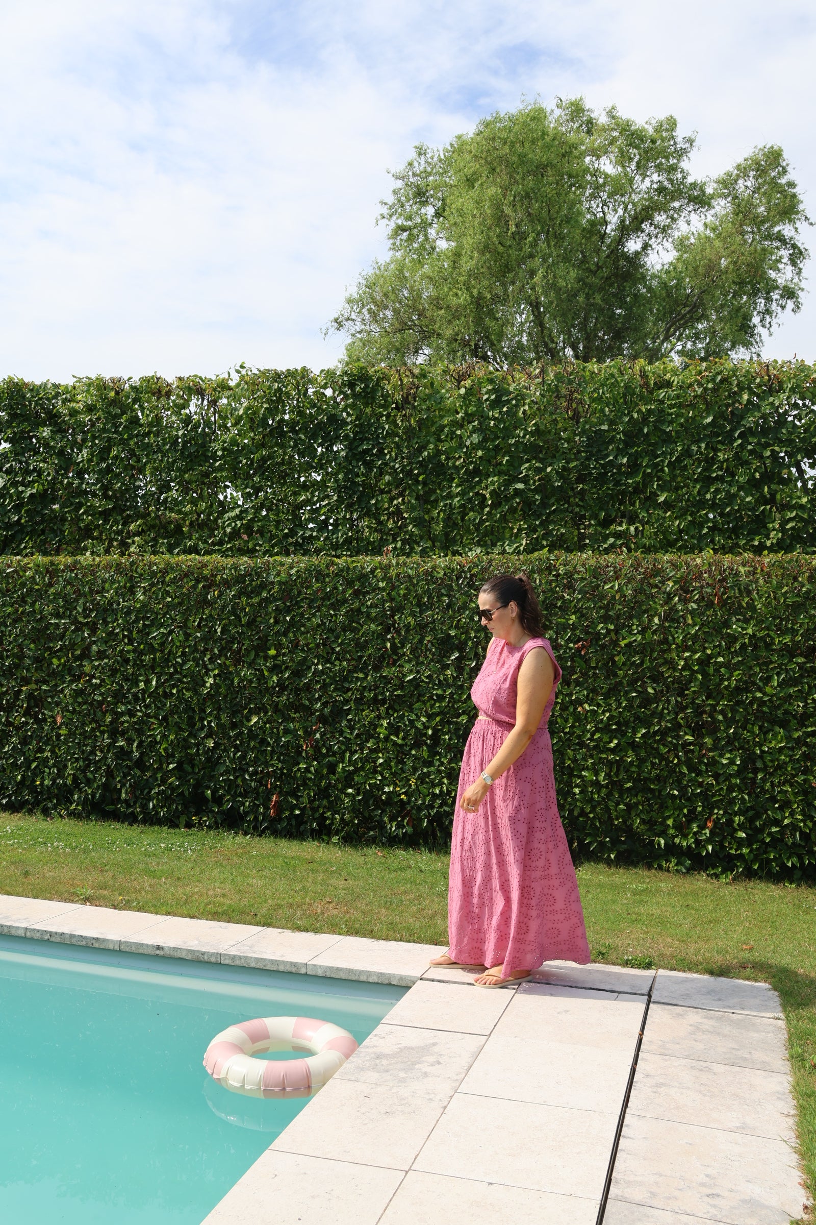 Olivia broderie set oudroze