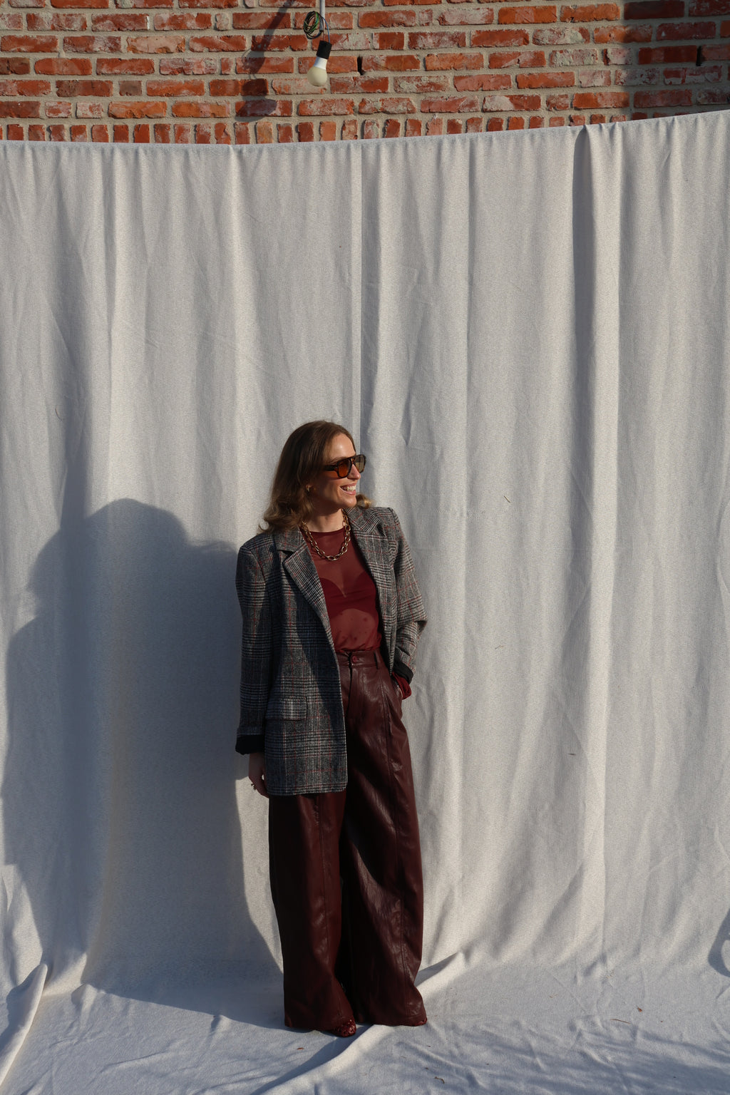 Lara geruite blazer grijs