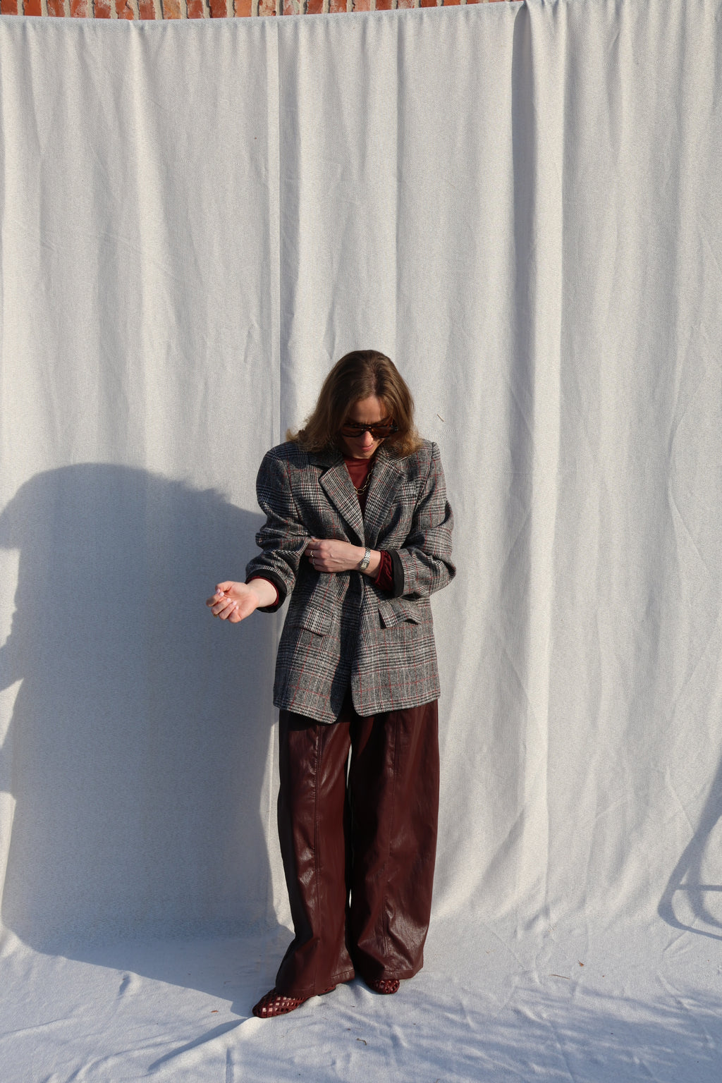 Lara geruite blazer grijs